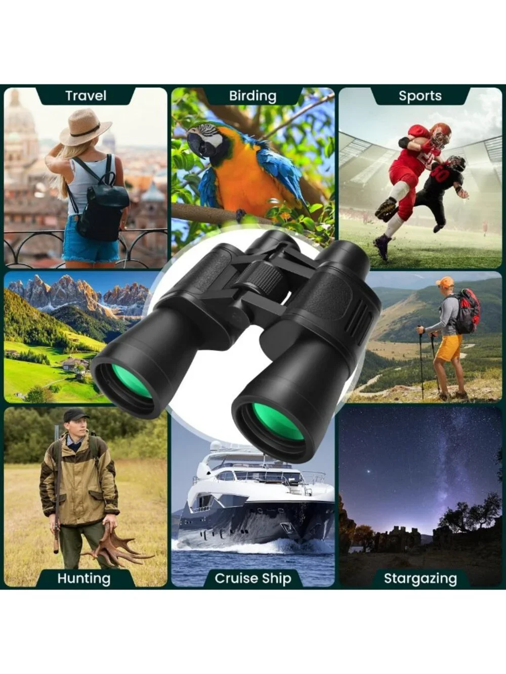 High-Powered 20x50 Waterproof Binoculars for Bird Watching, Hunting, Travel